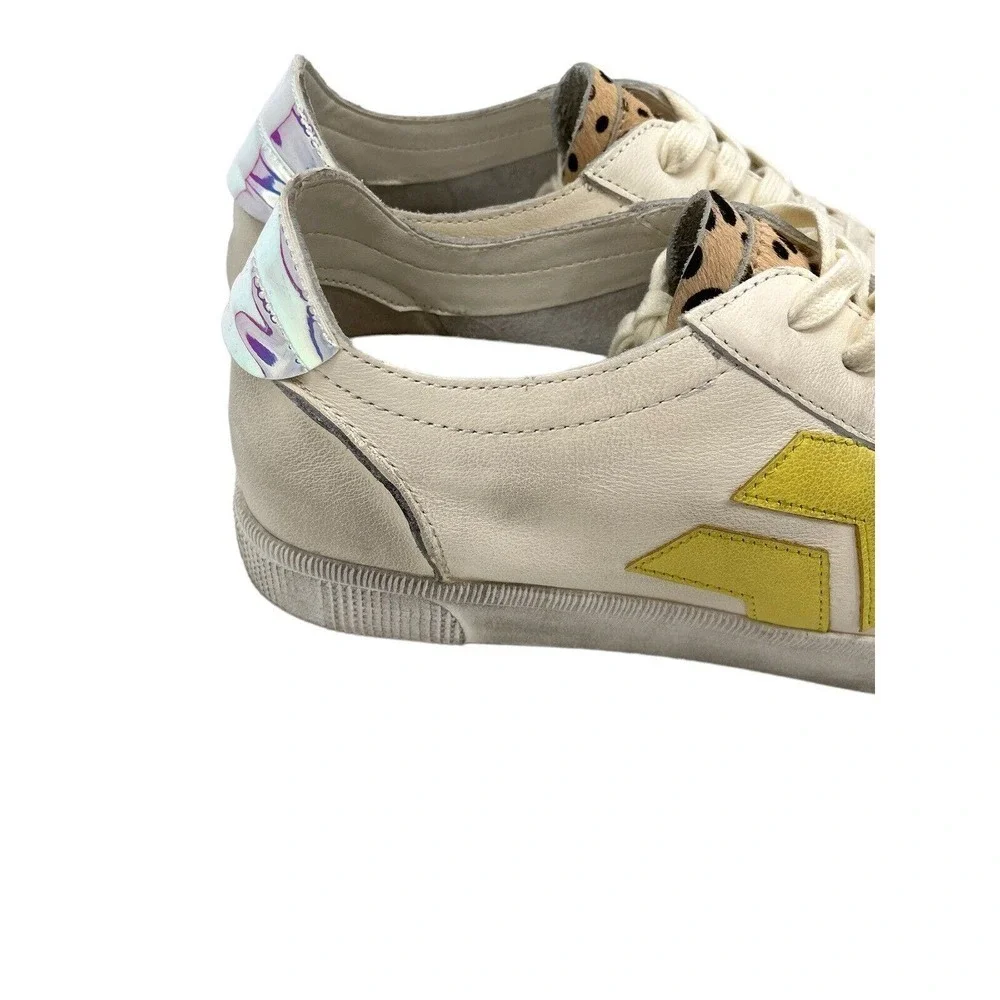 Dolce Vita Zaga Calf Hair Leopard Printed Iridescent Sneakers $127 US Size US 9